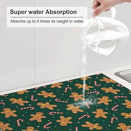 Bird Dish Drying Mat, Absorbent Microfiber Reversible Mats for Kitchen Counter, 16x18 Inch