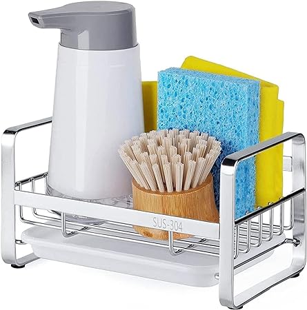 304 Stainless Steel Kitchen Soap Dispenser Caddy Organizer,