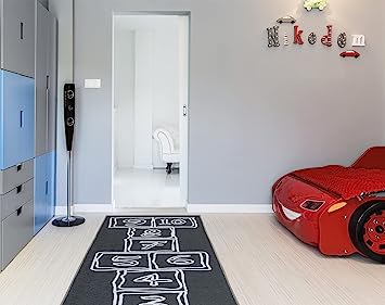 Machine Washable Wrinkle Free Abstract Hopscotch Design Cotton 3x6 Kid's Area Rug