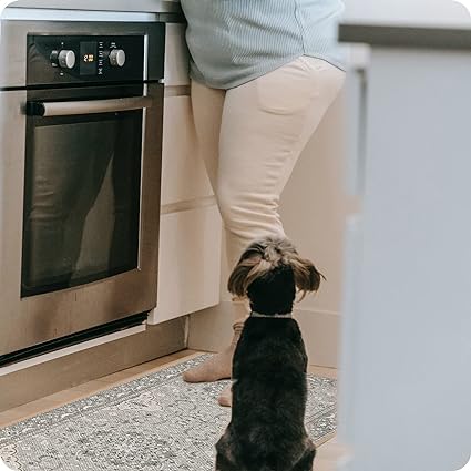 Non Skid Washable Absorbent Kitchen Runner Rugs 2 Pcs, 17"x32"+17"x48" (Brown)