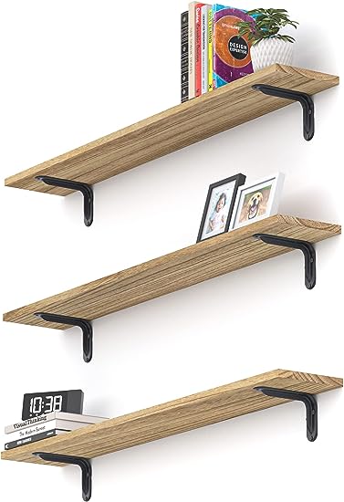 Deep Floating Shelves 10" D x 16.5" W Set of 4,  (Dark Brown)