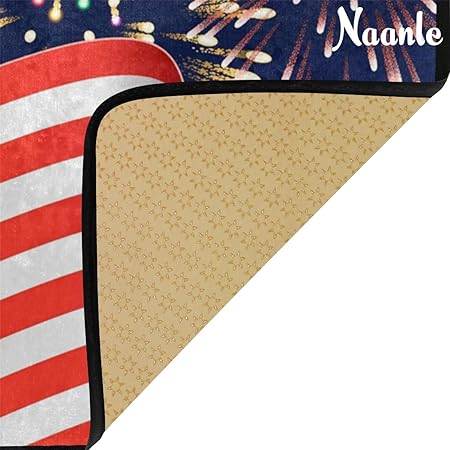 4th of July Anti Fatigue American Flag Non Slip Absorbent Floor Carpet Yoga Mat  (3' in Diameter)