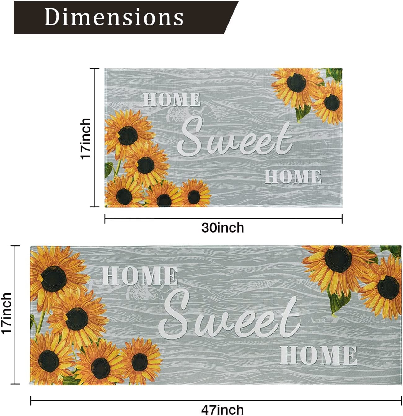 Set of 2 - Sunflower Kitchen Rugs