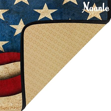 4th of July Anti Fatigue American Flag Non Slip Absorbent Floor Carpet Yoga Mat  (3' in Diameter)