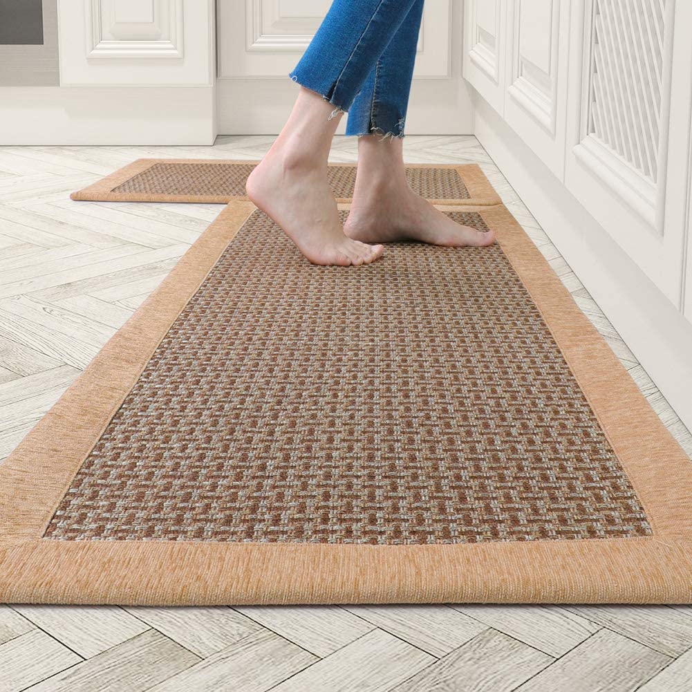 Kitchen Rugs and Mats Non Skid Washable, Absorbent Rug , 2 PCS Set 20"x32"+20"x48"