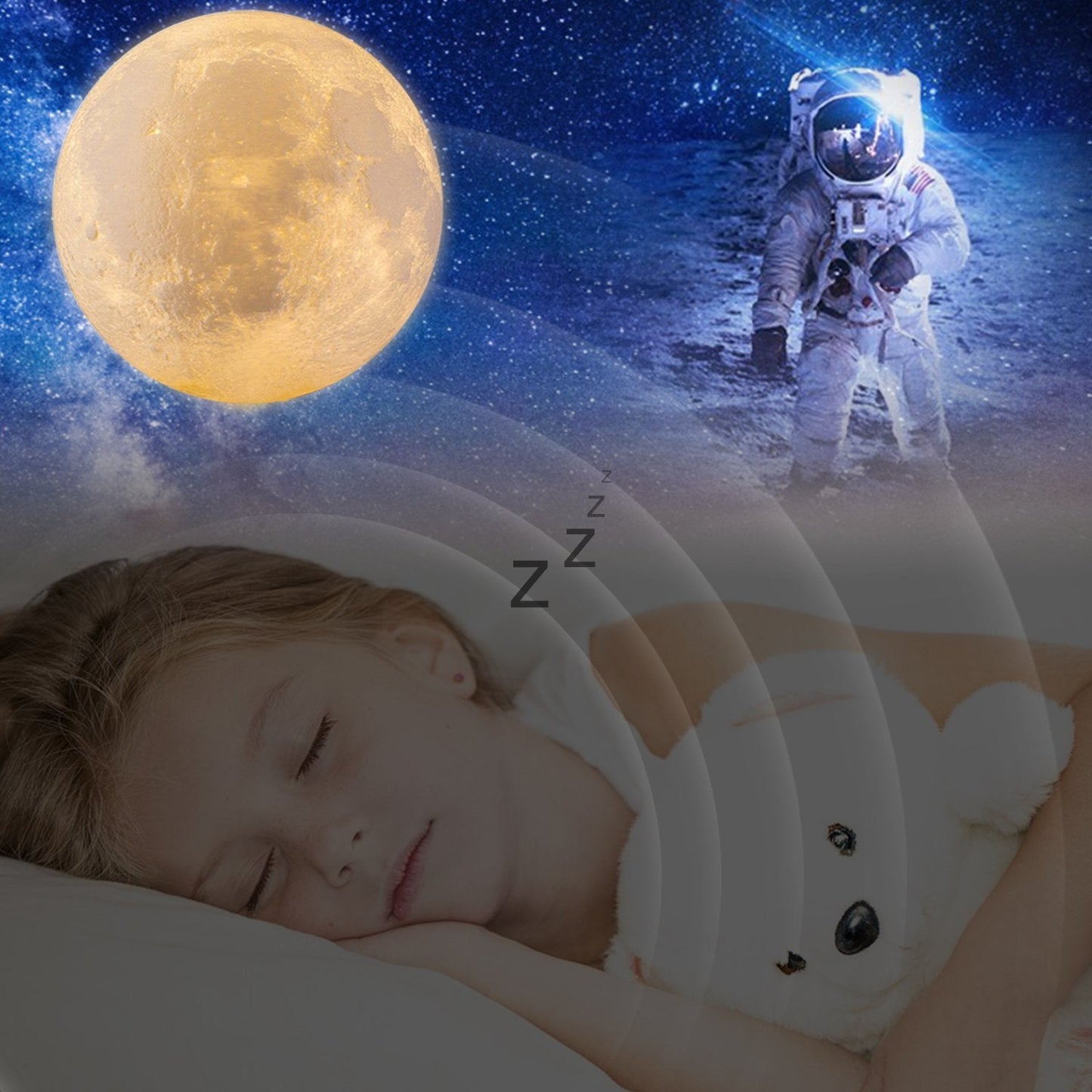 Decorative Moon Light Lamp with Time Setting and Stand 3D Print LED 16 Colors