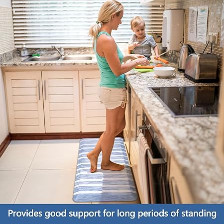 Anti Fatigue Cushioned Non Slip Standing Mats for Home Kitchen Sink Office Standing Desk Standup Desk Riser Laundry (Black, 17.3" x28"+17.3" x28"-0.47")