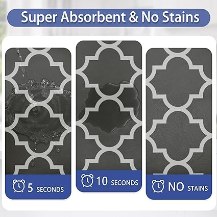 【2 PCS】 Non Skid Kitchen Runner Rug Absorbent Resist Dirt, Kitchen Floor Mat Waterproof Comfort Standing Mat for Kitchen,Home Office,Sink,Laundry（Dark Gray）