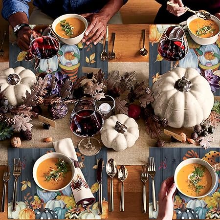 50 Pack, 10x14 Inch Seasonal Thanksgiving Disposable Place Mat for Party Dining Decoration