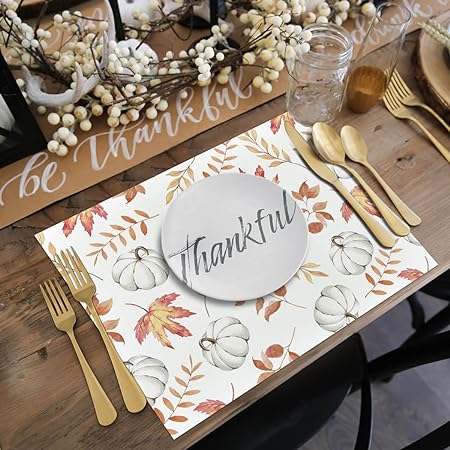 50 Pack, 10x14 Inch Seasonal Thanksgiving Disposable Place Mat for Party Dining Decoration