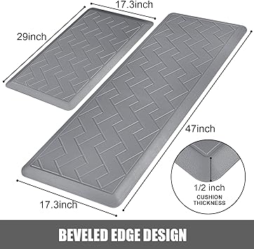 Anti Fatigue  1/2 Inch Thick Floor Mat, 2 PCS,