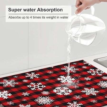 Bird Dish Drying Mat, Absorbent Microfiber Reversible Mats for Kitchen Counter, 16x18 Inch