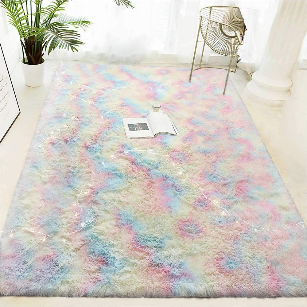 Rainbow Luxury Velvet Shag Soft Area Rug