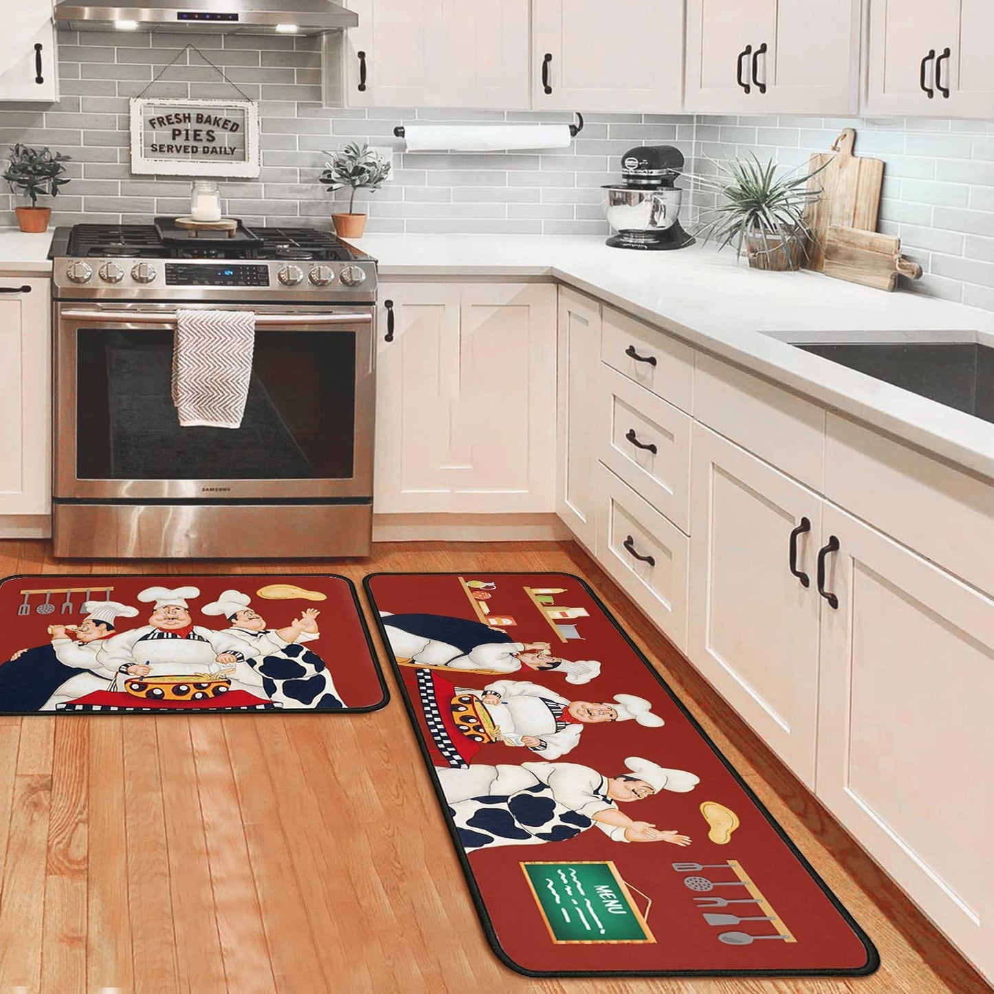 Set of 2 Wine Kitchen Decor Stain Resistant 17 x47.2+17inx30in