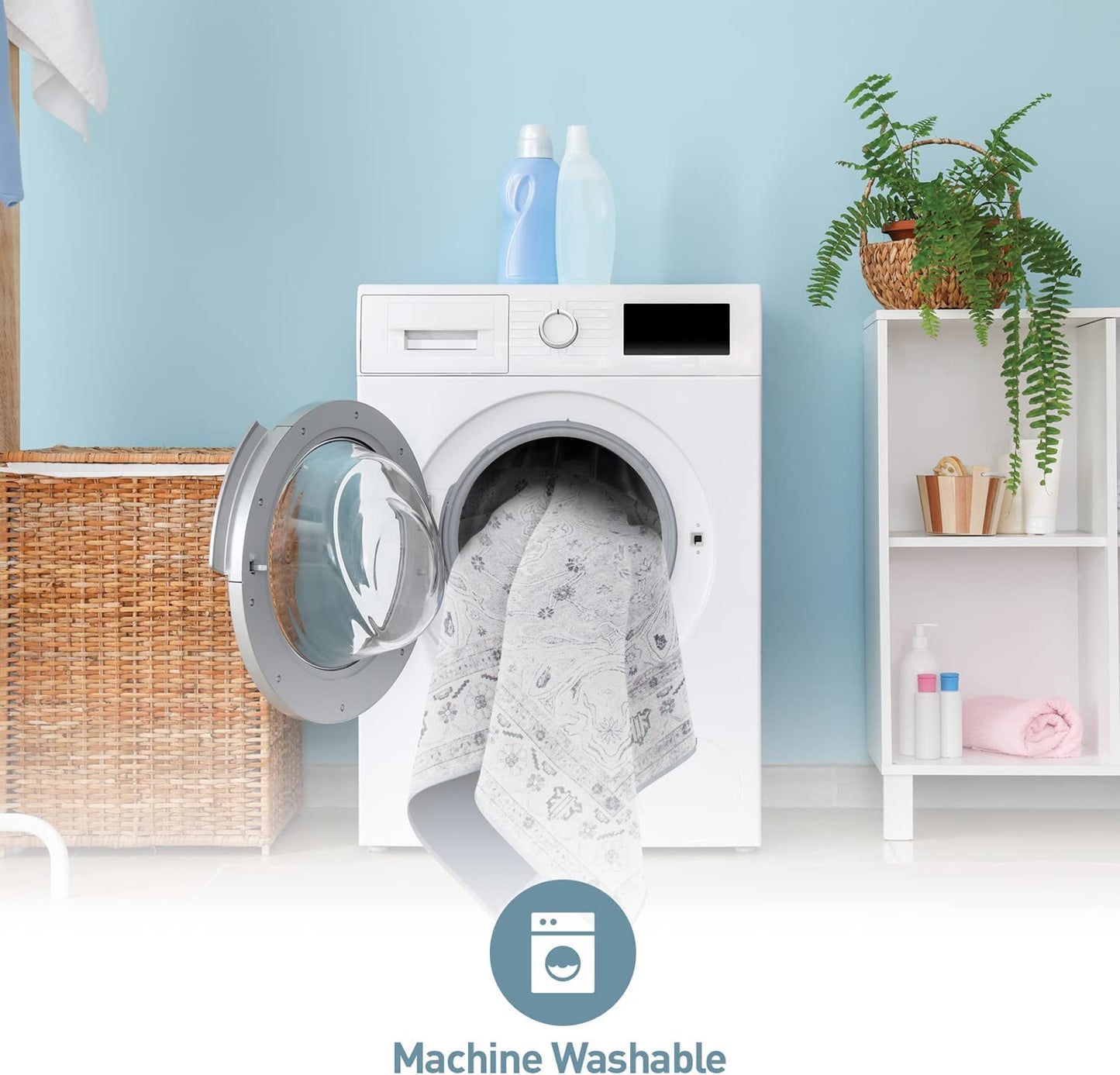 Transitional Medallion Stain Resistant Flat Weave Eco Friendly Premium Recycled Machine Washable Area Rug 5'x7' Gray