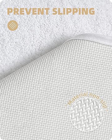 Upgrade Your Bathroom with Soft Plush White Microfiber Bath Mat - Non Slip, Absorbent, Washable, Quick Dry, 16"x24" Bath Rug Bathroom Carpet for Shower