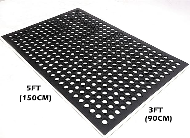 3FT x 5FT Anti-Fatigue Rubber Floor Mat with Drainage Holes