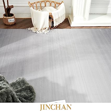 Moroccan Indoor Non Slip Grey Foldable Thin, Geometric Accent Rug