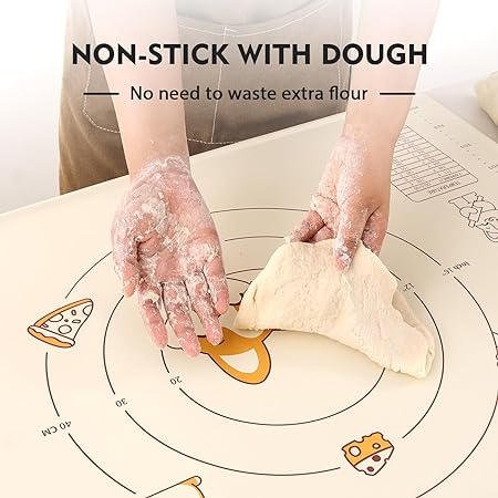 Silicone Baking Mat with Dough Cutter,(Beige)20'' X 16"