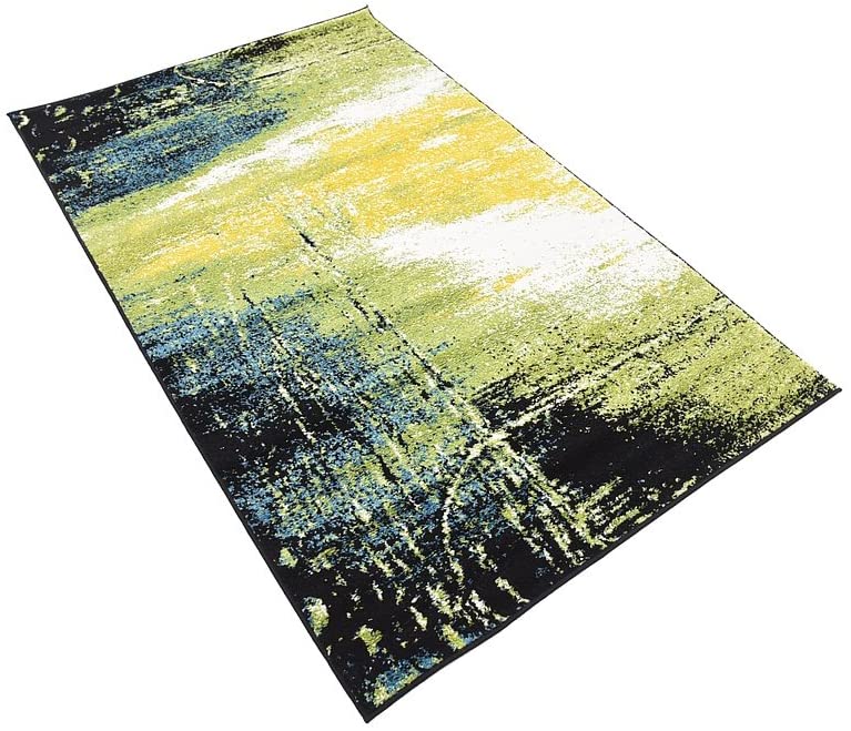 Lyon Collection Modern Abstract Area Rug, Light Green/Blue
