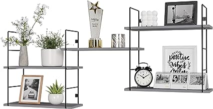 5 Pcs Wall MountedFloating Shelves with Metal Frame