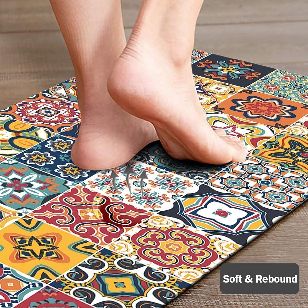 Set of 2 Non Slip, Cushioned Anti Fatigue Kitchen Rugs 17 Inch x 29 Inch+ 17 Inch x 47 Inch