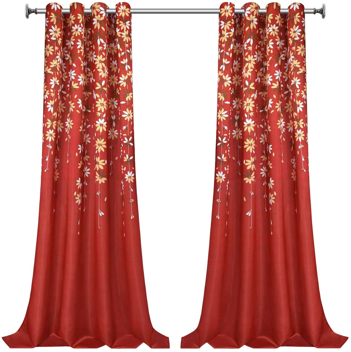 Flowers Window Curtain Floral Window Treatment Grommet Curtains