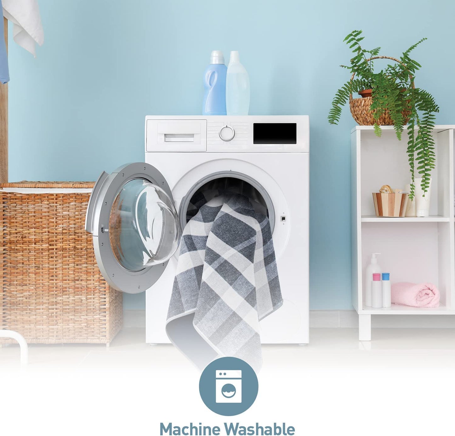 Modern Plaid Stain Resistant Flat Weave Eco Friendly Premium Recycled Machine Washable Area Rug 3'3"x5' Black