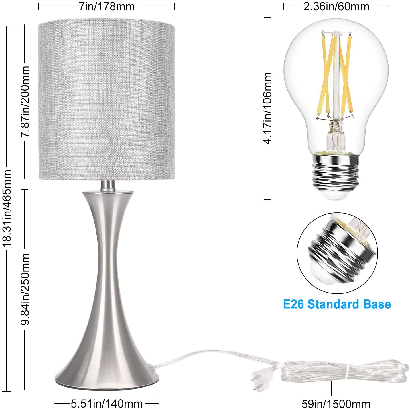 3 Way Touch Dimmable Bedside Desk Lamp