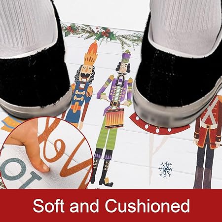 Non Slip Waterproof Snowflake Snowman Xmas Decorative Anti Fatigue Mats, Set of 2