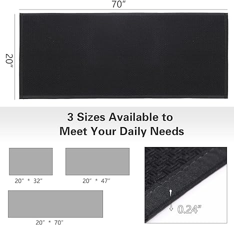 Non Skid Washable, Absorbent Kitchen Runner Rug, Kitchen Floor Mats for in Front of Sink, Laundry Room Rug, Doormat, Entryway Rugs Indoor(Black,20" x 32")