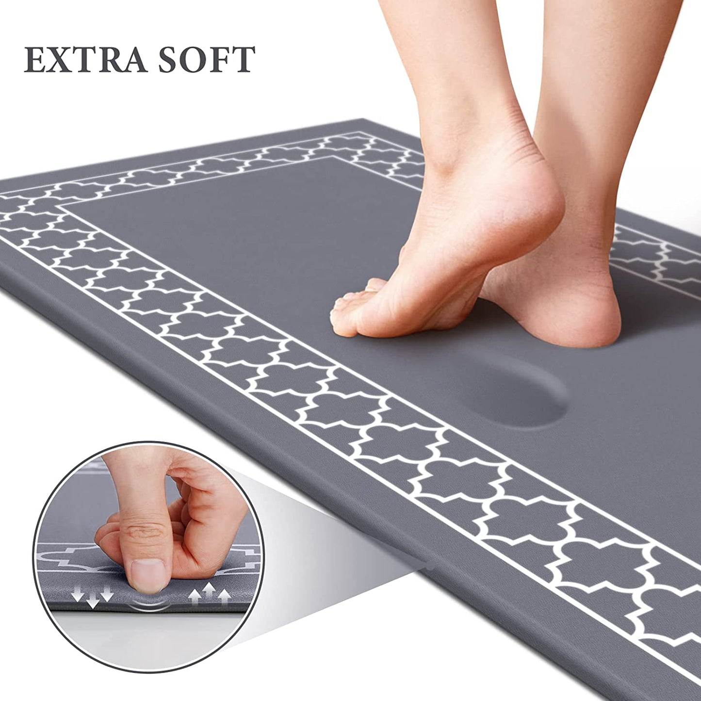 Set of 2 Anti Fatigue Non Slip Waterproof Memory Foam Mat