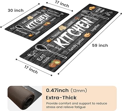 Anti Fatigue Kitchen Mats [2PCS] Non-Skid Waterproof Kitchen Mats