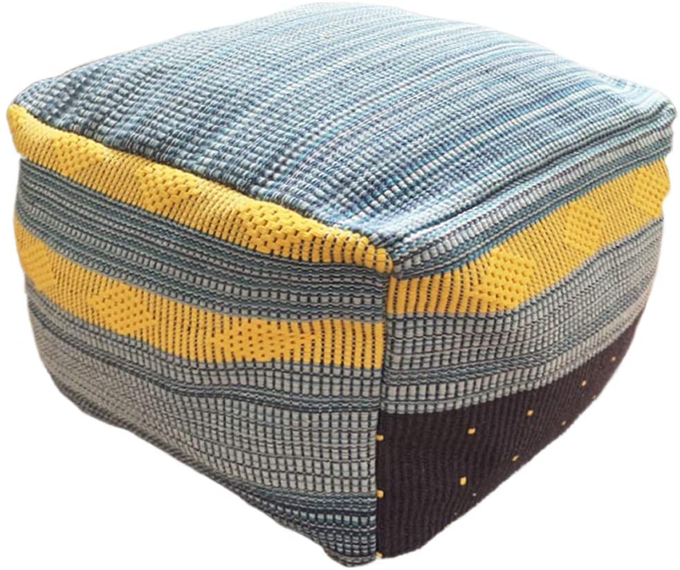 Handwoven Ottoman Foot Stool Floor Cover Unfilled Braided Footrest Cushion