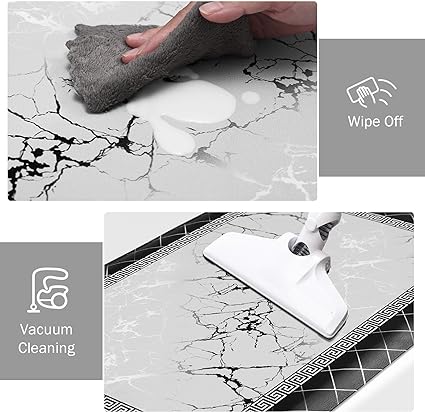 1/2 Inch Thick Anti Fatigue Kitchen Rugs and Mats Cushioned Kitchen Floor Mat Non-Skid Waterproof Kitchen Mats for Standing Desk Office Sink 17.3"x39", White