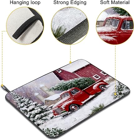 Absorbent Baseball Dish Drying Mat with Hanging Loop for Countertop Heat-resistant -24" x 18" inch