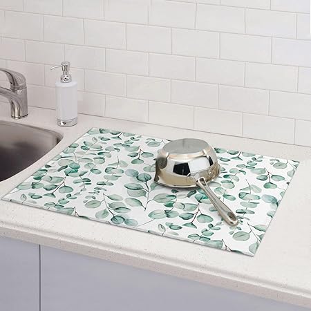 Bird Dish Drying Mat, Absorbent Microfiber Reversible Mats for Kitchen Counter, 16x18 Inch