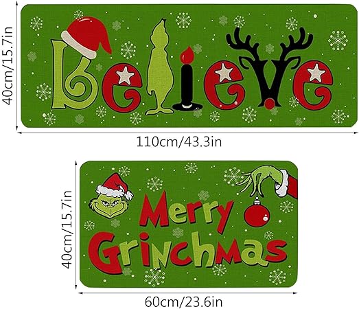 Green Monster Non Slip Christmas Kitchen Decoration, Set of 2