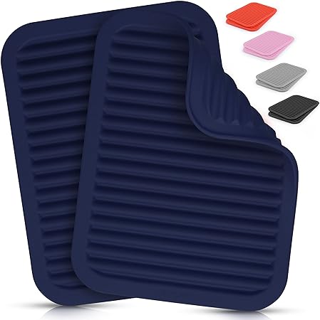 2 Pack (9"x12")Multi-Purpose & Versatile, Heat Resistant Silicone Trivets for Hot Pots and Pans - Black