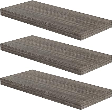 Set of 3 Wall Shelf, 30 in W x 12.75 in D x 2 in H Wooden Floating Wall Shelf