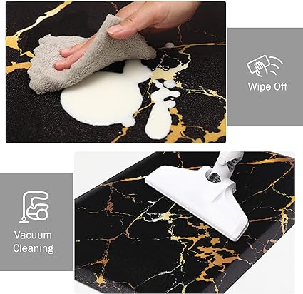 1/2 Inch Thick Anti Fatigue Kitchen Rugs and Mats Cushioned Kitchen Floor Mat Non-Skid Waterproof Kitchen Mats for Standing Desk Office Sink 17.3"x39", White