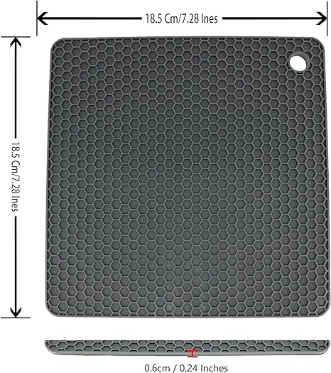 Silicone Trivets for Hot Dishes, Multi Purpose Heat Resistant Mats Set of 6 Black