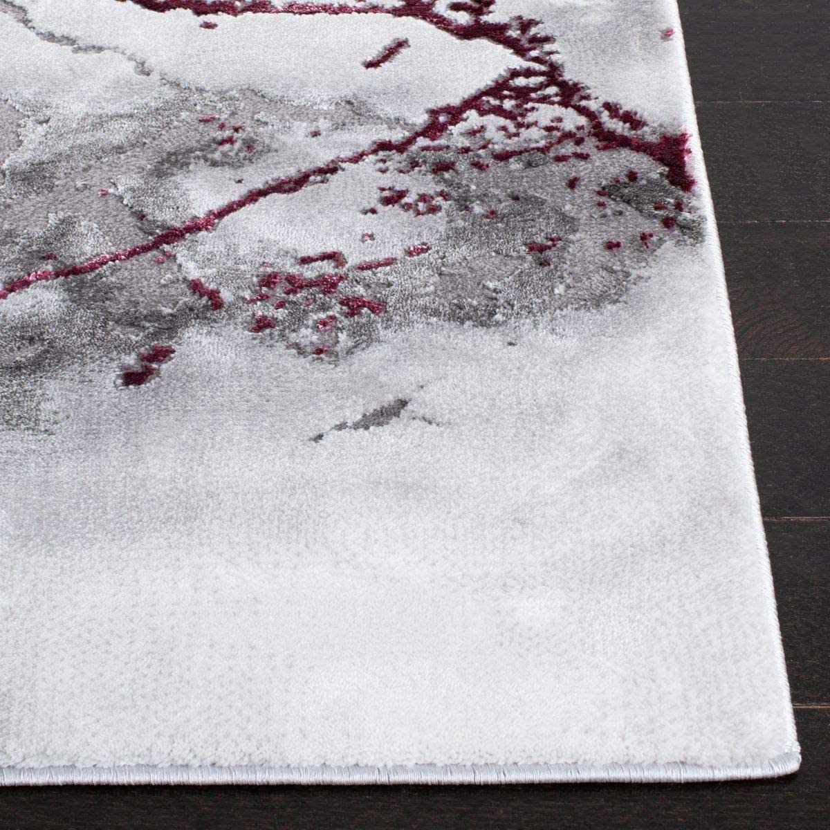 Modern Abstract Area Rug, Grey/Wine