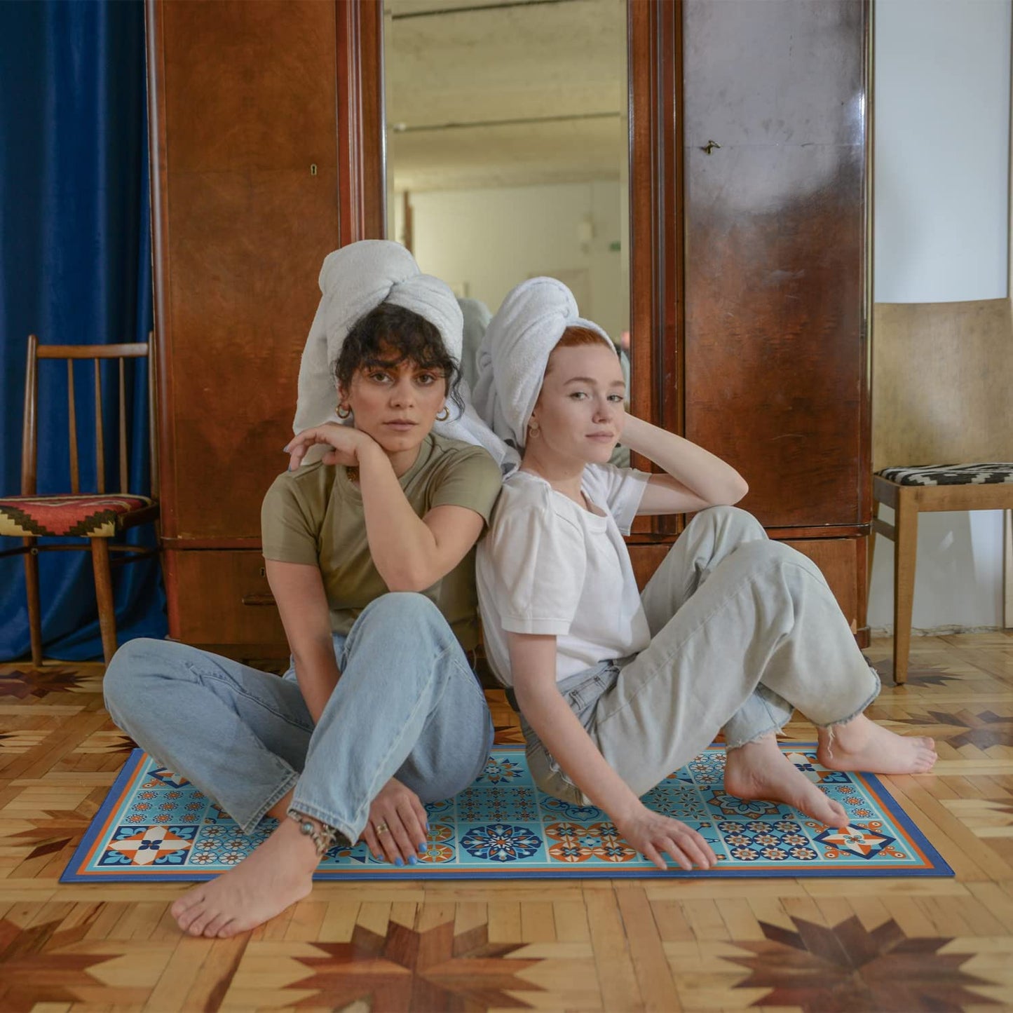 Set of 2- Plant Floral Butterfly Kitchen Rugs with Runner Decor Accessories Things - 17x30 and 17x48 Inch