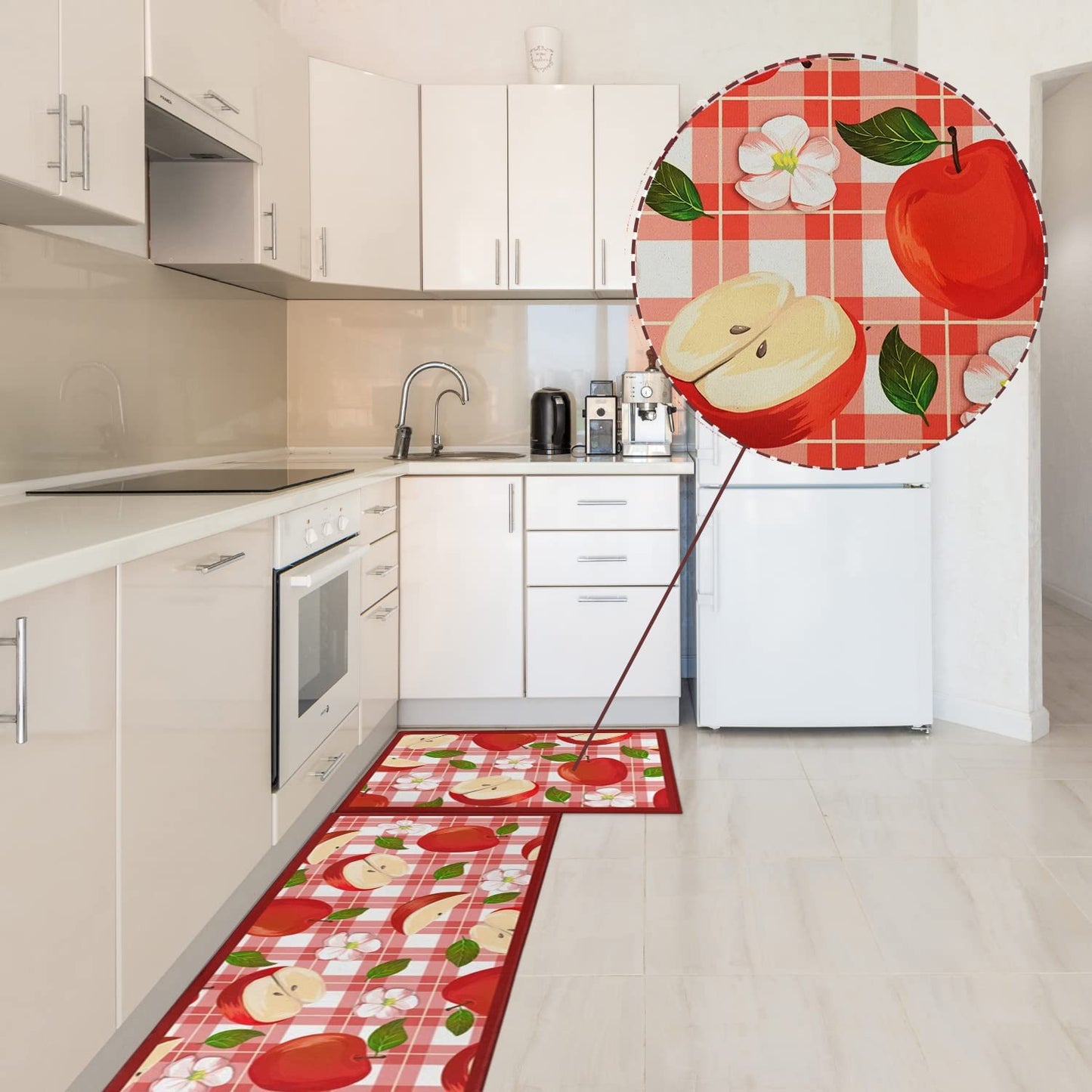 Set of 2- Plant Floral Butterfly Kitchen Rugs with Runner Decor Accessories Things - 17x30 and 17x48 Inch