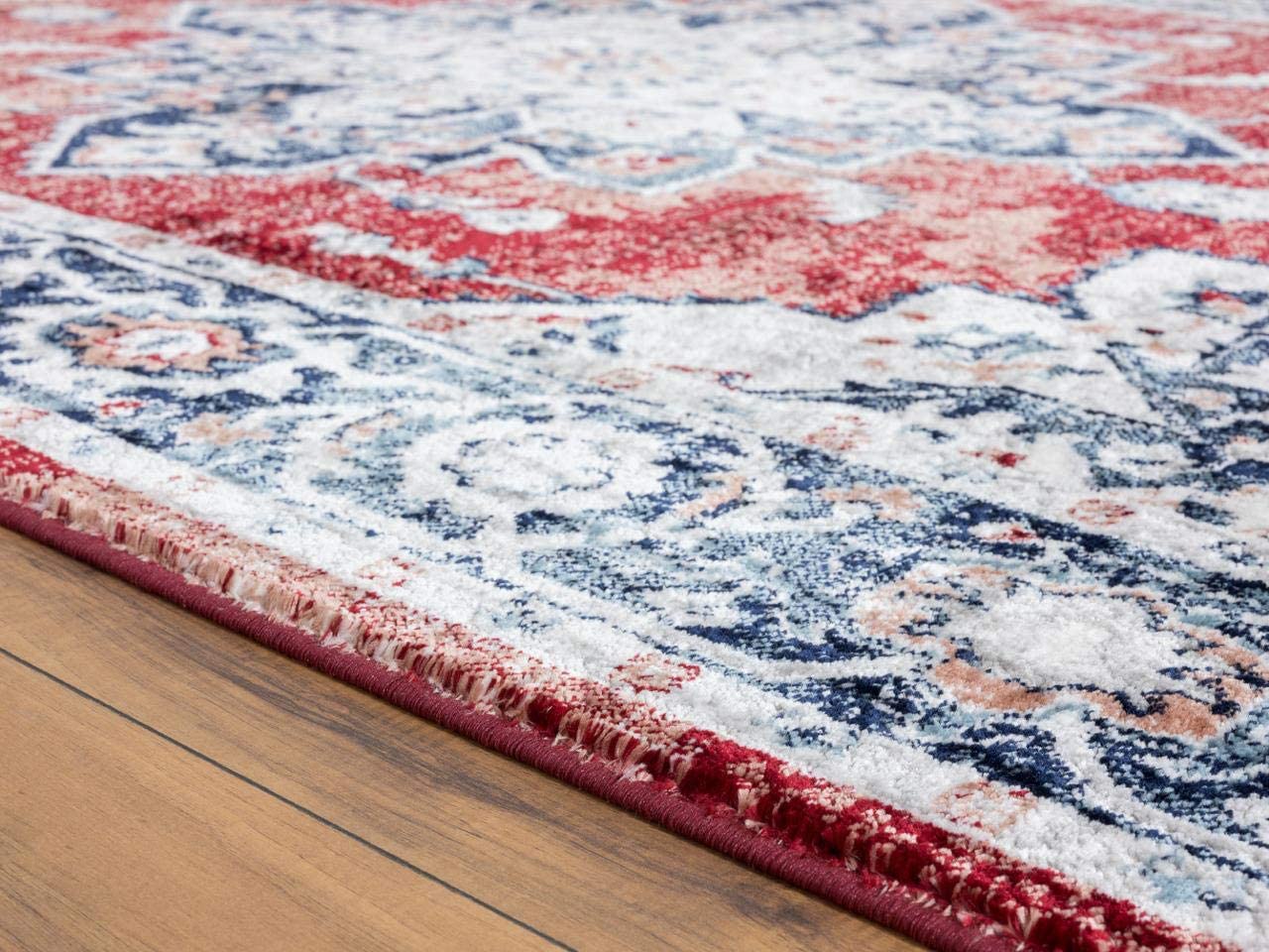 Oriental Red Black Grey Soft Area Rug