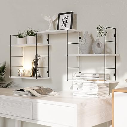 5 Pcs Wall MountedFloating Shelves with Metal Frame