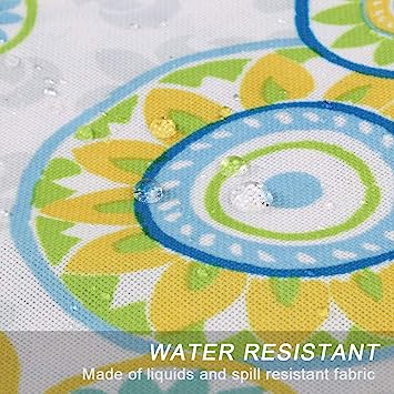 Medallion Outdoor Tablecloth with Umbrella Hole - Water Resistant Spillproof Table Cover (Zippered - 60" x 60" Square, Light Green)