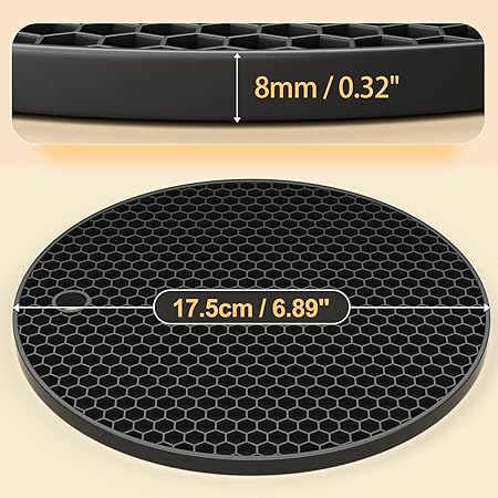 Ultra Thick 8mm Silicone Trivets for Hot Dishes Pots and Pans, Set of 3