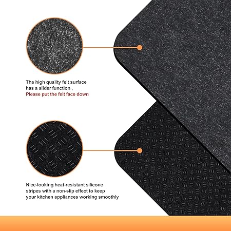 Heat Resistant Mat for Air Fryer with Sliding Function, Compatible with Cosori Air Fryer 5 QT 5.8 Qt, 2 Pcs 12 * 14